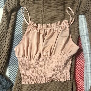 Satin cropped blouse tank
